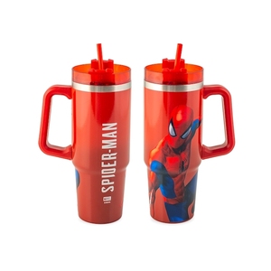 Taza de Viaje Aislada al Vacío de Acero Inoxidable con Diseño de Spider-Man, 0.9L, con Pajita, para Niños y Adultos - Product Image 1