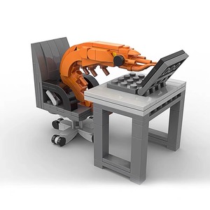 Ensemble de construction MOC crevettes humoristiques 166 pièces, jouet de puzzle DIY, décoration de bureau à assembler - Product Image 4