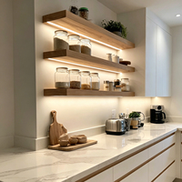 Étagères de cuisine flottantes murales éclairées, sur mesure, 72 pouces de long, étagères d'angle pour cuisine avec supports cachés