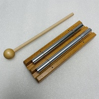 Wholesale Natural Healing Crystal Gemstone Percussion Instrument 1-3 Tone Meditation Wooden Chimes Hand Bell Mallet Decoration