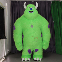 Disfraz de Mascota de Cookie Monsters Inc para adultos, azul, verde, inflable, para Halloween Sully, personaje de piel larga con accesorios de alquiler
