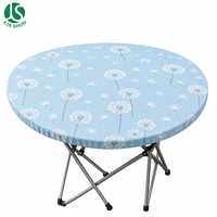 Nappe ronde ajustée Dandelion Puff en PEVA avec dos en flanelle, imperméable, bord élastique, pour extérieur, camping, jardin, facile à nettoyer, réutilisable