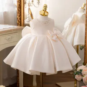 Vestido de novia de estilo europeo para niñas, vestidos de fiesta de cumpleaños tutú de encantadores para niñas de 2 a 12 años sin mangas