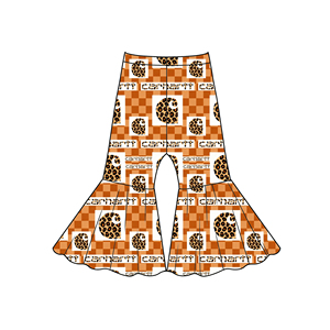 Abbigliamento per Bambine all'Ingrosso, Tessuto Morbido, Nuovissimo Elemento con Stampa Leopardata, Pantaloni a Zampa d'Elefante Personalizzati a Vita Alta per Bambine - Product Image 1