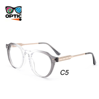 Nouvelle Arrivée Monture de Lunettes Optiques Rondes à Monture Complète en Acétate et Métal de Haute Qualité pour Hommes