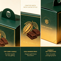 Boîte en papier pliante avec languette de suspension pour emballage de chocolat, personnalisée, en chocolat au cacao.
