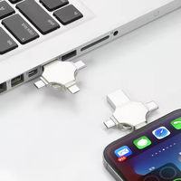 Clé USB OTG 4-en-1 haute vitesse USB 3.0 64 Go, mini clé USB portable 128 Go 256 Go, clé photo Android, nouveau USB 2.0 pour métal