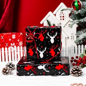 Red And Black Christmas <b>Wrapping</b> <b>Paper</b> 17 Inch X 33 Feet Double Side Reindeer Snowflake Pattern Holiday Gift Wrap - Product Image 6