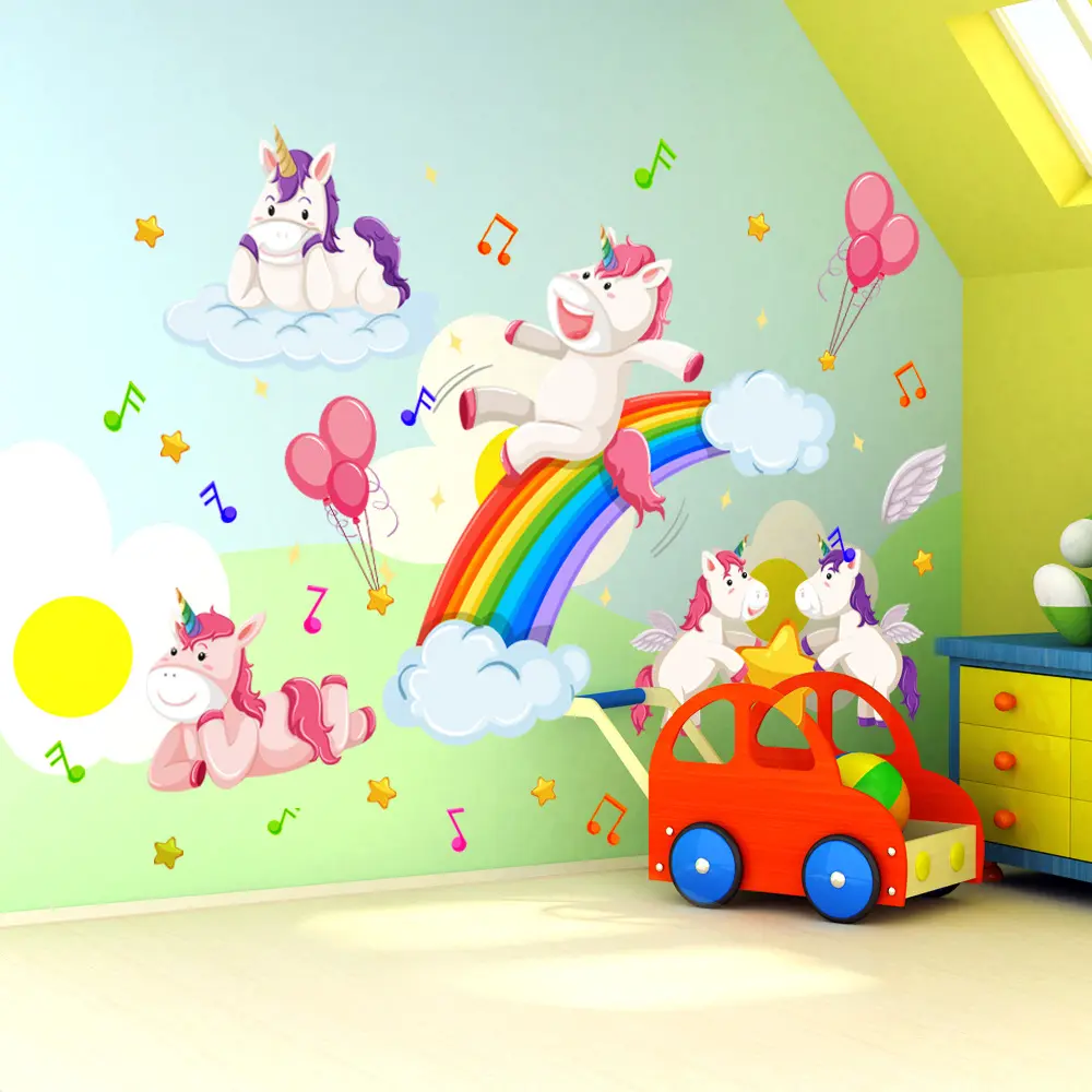 Groothandel Custom Pvc Tegels Waterdichte Teddybeer Slapen Op De Maan En Starwall Stickers Voor Huisdecoratie Kinderkamer