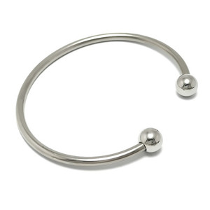 Pulsera Abierta en Forma de C de Acero Inoxidable con Extremos de Bola, Diseño Simple, Joyería de Moda - Product Image 5