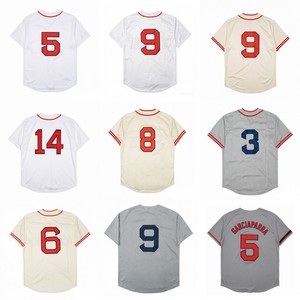 Maglie da Baseball Vintage da Uomo con Cuciture Stile Retrò 3 Jimmie Foxx 5 Nomar Garciaparra 6 Johnny Pesky 9 Ted Williams 14 Jim Rice S-3XL - Product Image 1