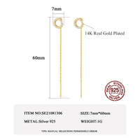 CZCITY CZ Zircon Boucles d'oreilles pendantes longues en argent sterling 925 avec cercle creux tendance, bijoux minimalistes pour femmes