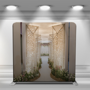 Wonderful 10ft 8ft Aluminum Tube Display Fancy Flower Grass Printing Quick Set-up Wedding <strong>Events</strong> <strong>Backdrop</strong> Stand - Product Image 2