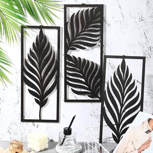 Boho Home Decor 3 Pcs Feuille De Palmier En Bois Mur Art Suspendu Sculpture Bois Signes Plaque - Product Image 2