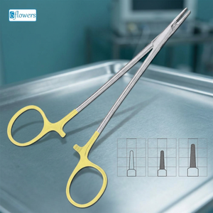 Porte-aiguille microchirurgical avec manche jaune pour la chirurgie générale, instrument de classe II certifié CE, modèle F7-281 ISO 2015 - Product Image 2