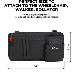 Sac latéral pour fauteuil roulant accoudoir réfléchissant pochette latérale suspendu organisateur de stockage portable bleu foncé - Product Image 3