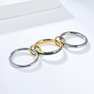 European Style <b>Stacked</b> Three Layer <b>Ring</b> Full Diamond Titanium Steel Women's Wedding Jewelry Gift Geometric Shape Pave Setting - Product Image 3