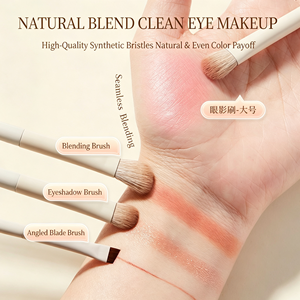 Juego Profesional de 5 Brochas de Maquillaje de Pelo Sintético, para Polvo, Rubor, Sombra de Ojos, Delineador Angular, Mango de Madera, Estilo Plano, para Uso Diario - Product Image 2