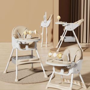Silla de Comer para Bebés Contemporánea, Ajustable en Altura, con Bandeja Desmontable, Diseño Plegable y Portátil - Product Image 1