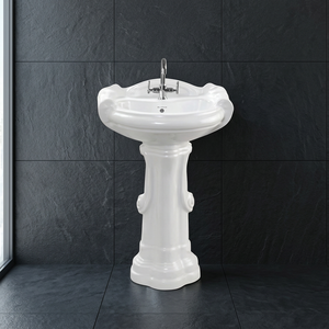 Lavabo sur pied en céramique Vitrosa bicolore fantaisie, couleur café, pour hôpital, villa, salle de bain - Product Image 6