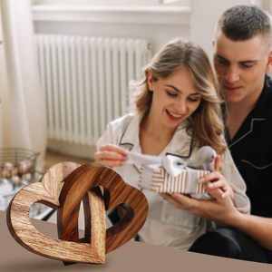 Valentine's Day <strong>Romantic</strong> Handmade Wooden Heart-shaped Art <strong>Gift</strong> <strong>for</strong> <strong>Husband</strong> Wife-Wedding Anniversary Birthday Home Decor Luxury - Product Image 2