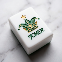 Set Ubin Mahjong Lipat Modern Motif Bunga Warna Ivory dengan Mahjong Crown Joker, Permainan Cina Amerika untuk Malam Permainan Keluarga, Hadiah Pesta