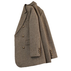 Women's Herringbone Wool Blazer Double Breasted Thick Warm Autumn Winter Coat With Pocket Elegant Style - Product Image 5