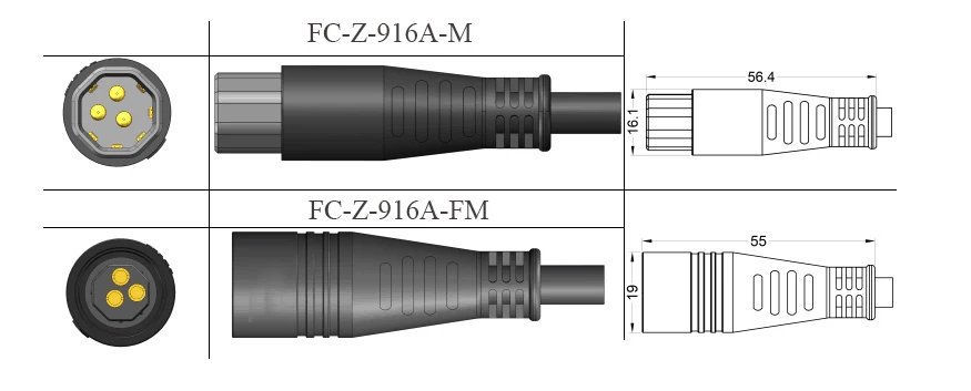 Z916A 9 Pin Male and Female Connector, 3 Phase with 6 Signal Wires