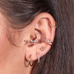 ROXI S925 Argent Sterling Diamant Piercing Cartilage Boucles d'Oreilles Créoles 13mm - Product Image 4