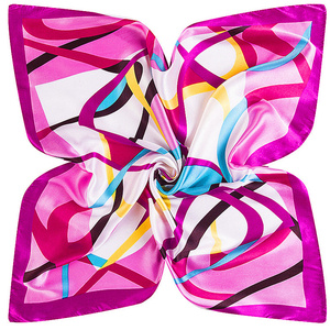Moyen femmes cou tête luxe impression numérique haute couture Satin Vintage imité foulard carré en soie - Product Image 1