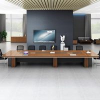 HYZ-241X Table de conférence longue, bureau de travail, chaise de bureau, combinaison bambou, 26 places, grande formation, moderne, commercial
