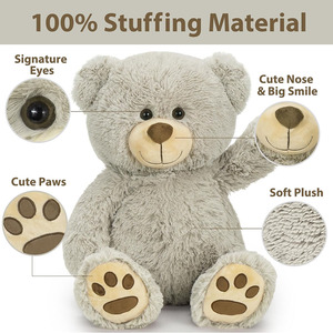 Orsacchiotto di <span class=keywords><strong>Peluche</strong></span> <span class=keywords><strong>Grigio</strong></span> B879 con Impronte, Regalo per Bambini, Decorazione per Baby Shower e Compleanni - Product Image 4