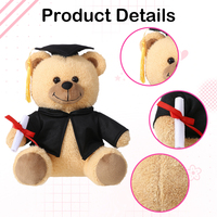 Ours en peluche personnalisé avec logo, bonnet de diplômé, toge et diplôme – Cadeau idéal pour la remise des diplômes