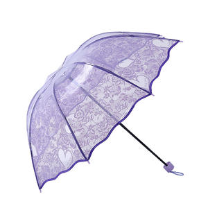 <span class=keywords><strong>Parapluie</strong></span> pliant en dentelle de style coréen, super épais, écologique, transparent, imprimé cœur d'amour, <span class=keywords><strong>parapluie</strong></span> transparent tendance - Product Image 3