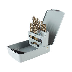 Jeu de forets hélicoïdaux à lame argentée, 19 pièces, en acier rapide au cobalt, pour perçage du métal, finition dorée - Product Image 2