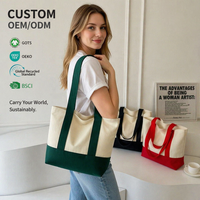 Sac fourre-tout en toile de coton surdimensionné personnalisé avec poche avant colorée, sac de shopping durable à bandoulière pour la vente en gros