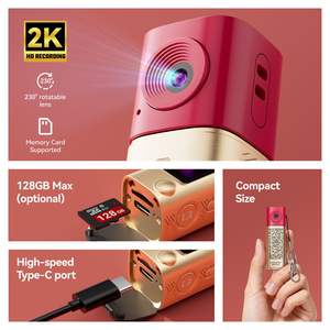 Mini Fotocamera Portachiavi 2K FHD, Fotocamera Digitale Compatta Formato Rossetto per Selfie e <span class=keywords><strong>Fotografia</strong></span> 230 °   Fotocamera Digitale Compatta con Lente Rotante - Product Image 4
