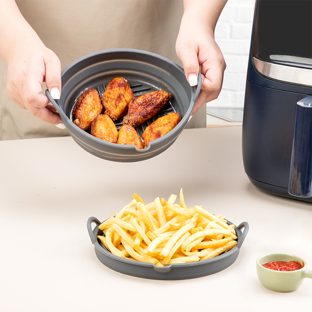 Reusable Silicone Air Fryer Liners 8 Inch Eco-Friendly Easy Release Baking Tray for Air Fryer Oven Accessories