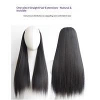 Perruque synthétique pour femme, extension de cheveux en fibre haute température, une seule pièce, 5 clips, longue et droite, 70 cm, postiche volumineux, perruque synthétique