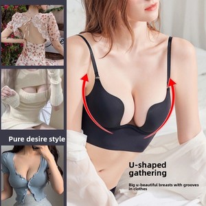 Soutien-gorge sexy pour femmes européennes et américaines, dos nu en U, sans armatures, grande <span class=keywords><strong>taille</strong></span>, avec armatures souples, lingerie estivale, bonnets unis - Product Image 2