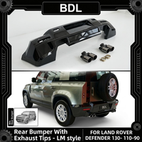 Pare-chocs arrière noir brillant style LM avec embouts d'échappement pour Defender 90 110 130 2020+, pas de découpe requise