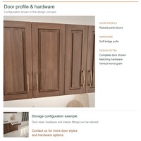 Ensemble de meubles de cuisine sur mesure, portes en bois massif classiques, aménagement en U et tiroirs à fermeture amortie, structure en MDF