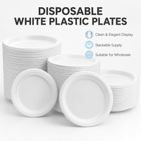 Assiettes en plastique jetables légères, rondes, blanches, pour desserts, collations, gâteaux, sushis