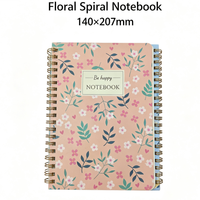 Carnet à spirale floral personnalisé 140x207mm, 60 feuilles, pages lignées, couverture en papier, spirale dorée pour le bureau et l'école