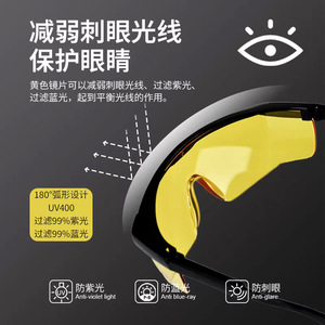 Safety Goggles Full-<b>Frame</b> Anti-Fog Yellow Lens Chemical Laboratory Use UV Protection - Product Image 4