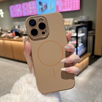 Coque arrière en silicone liquide magnétique originale pour iPhone 16 14 11 12 13 15 Pro Max Housse de protection à chargement sans fil