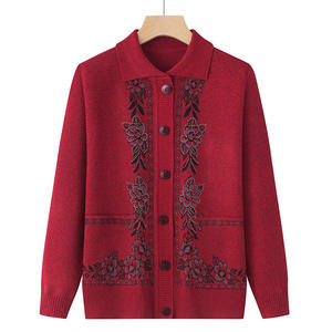 Kadın örgü hırka kazak yaka uzun kollu jakarlı klasik hırka gevşek ceket - Product Image 5