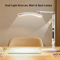 Lampe de travail pour manucure à double source lumineuse, lampe de table pour salon de manucure avec chargeur de téléphone sans fil