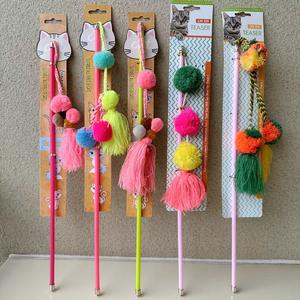 Haute qualité plume cloche chat Teaser baguette jouet résistant aux morsures auto-plaisir chat taquin bâton avec longue perche en plastique - Product Image 6