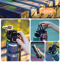 Bouteille isotherme sport premium en titane pur de 650 ml avec double ouverture et paille en titane, boîte cadeau, logo personnalisé, vente en gros